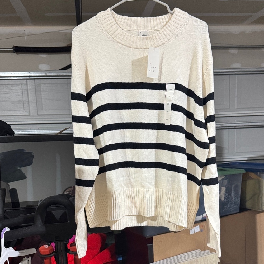 Super soft Striped Cream and Black Sweater